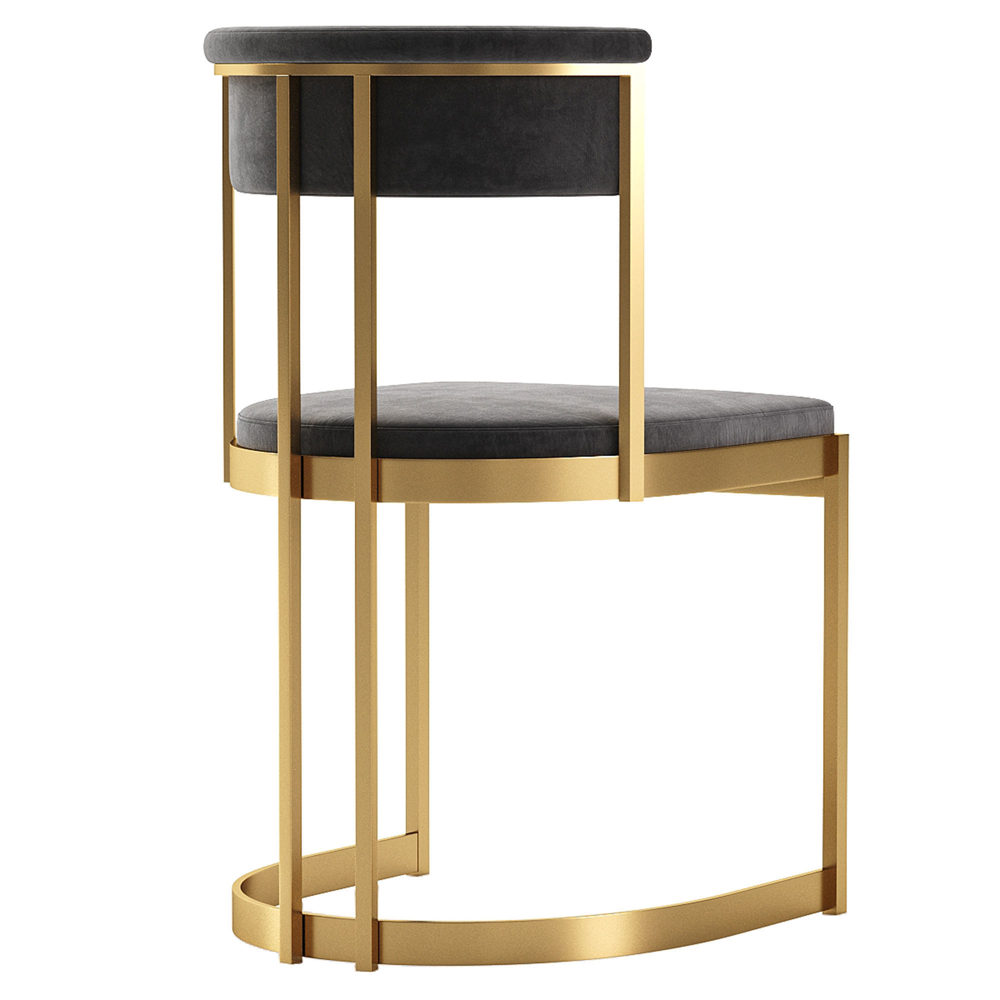 Adela Black Velvet Dining Chair 3D model_4