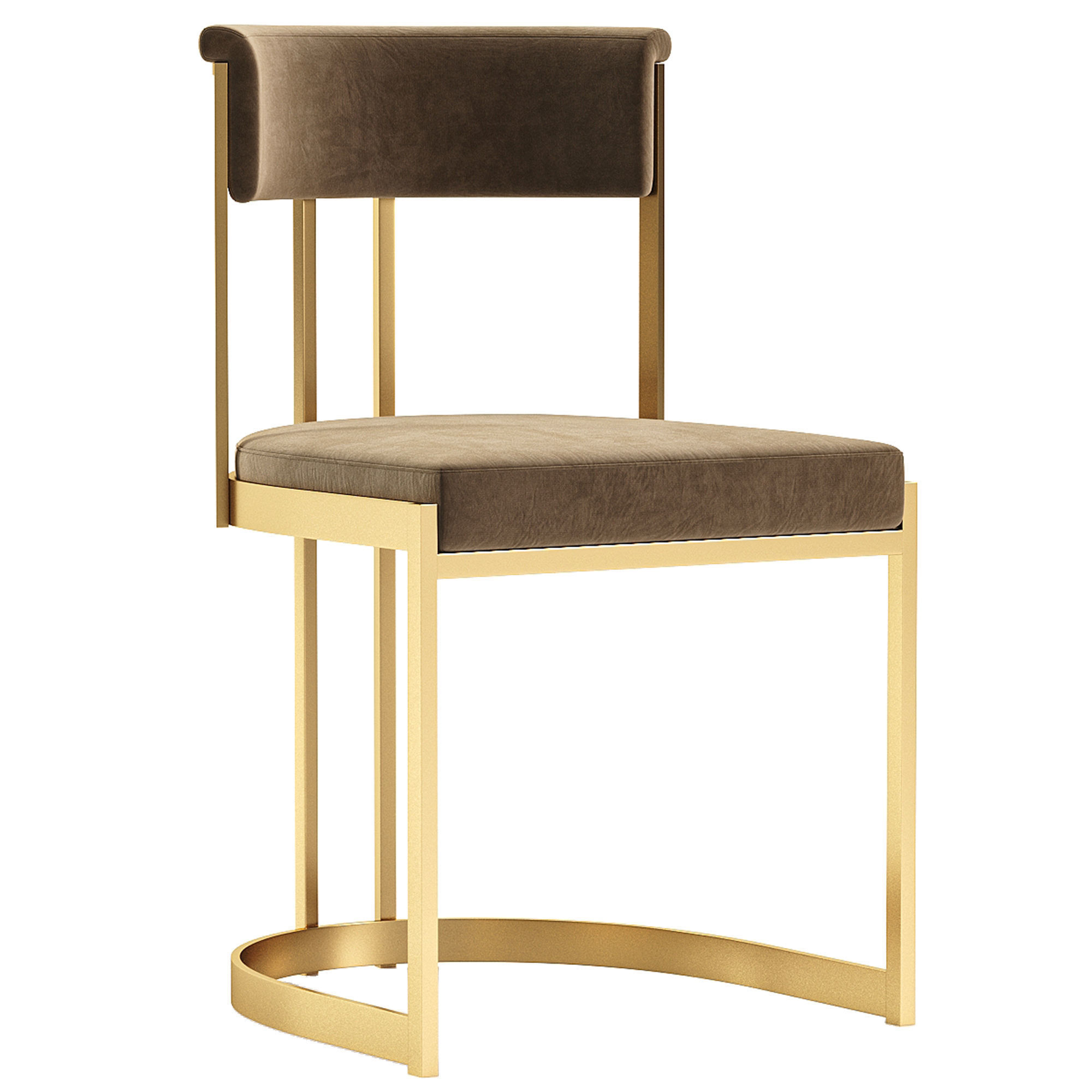 Adela Black Velvet Dining Chair 3D model_2