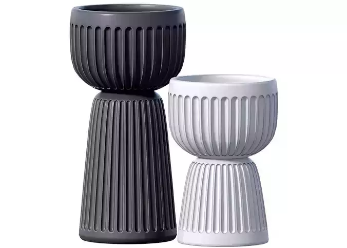 Decorative Floor Fluted Flower Vase Set Collection  Art Deco