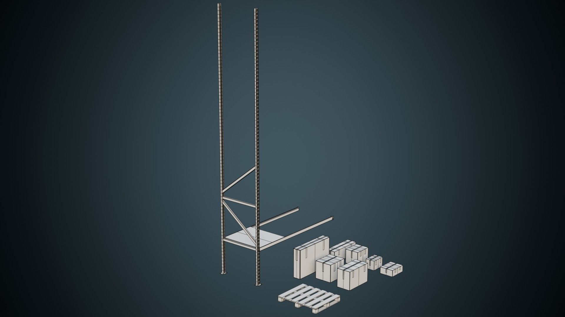 Cardboard Boxes Pallet And Shelf 2B Low-poly 3D model_11