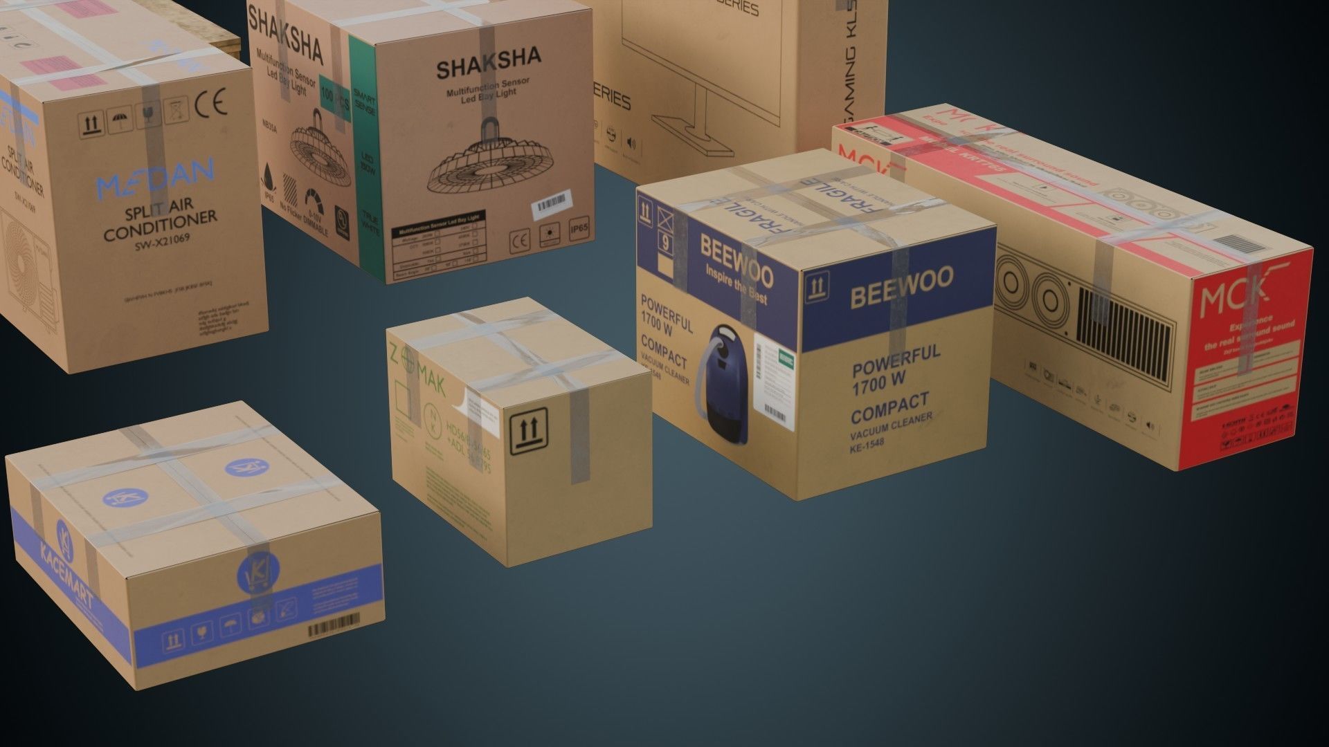 Cardboard Boxes Pallet And Shelf 2B Low-poly 3D model_9