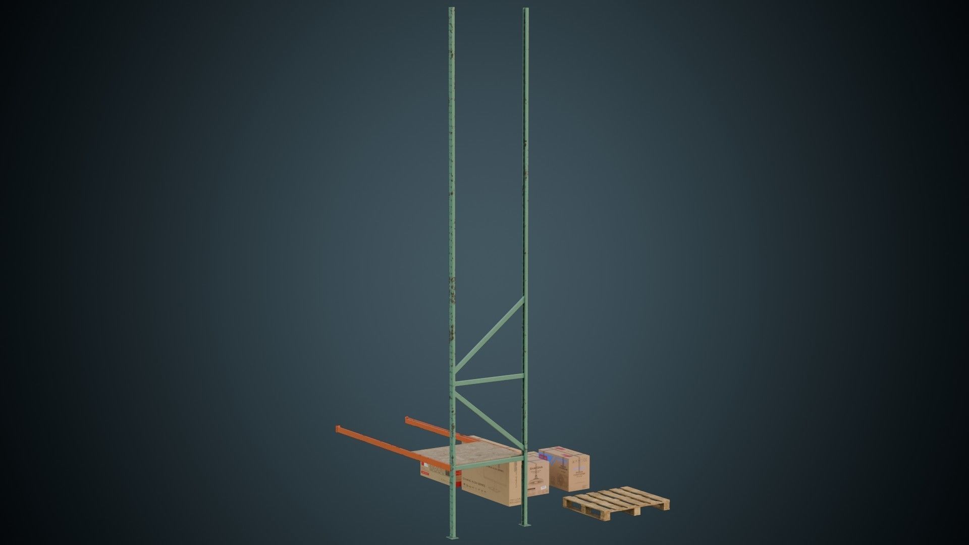 Cardboard Boxes Pallet And Shelf 2B Low-poly 3D model_4
