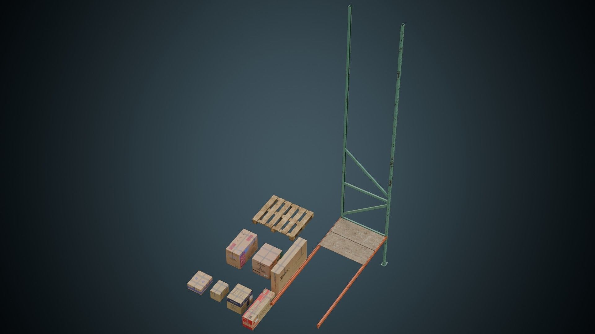 Cardboard Boxes Pallet And Shelf 2B Low-poly 3D model_5