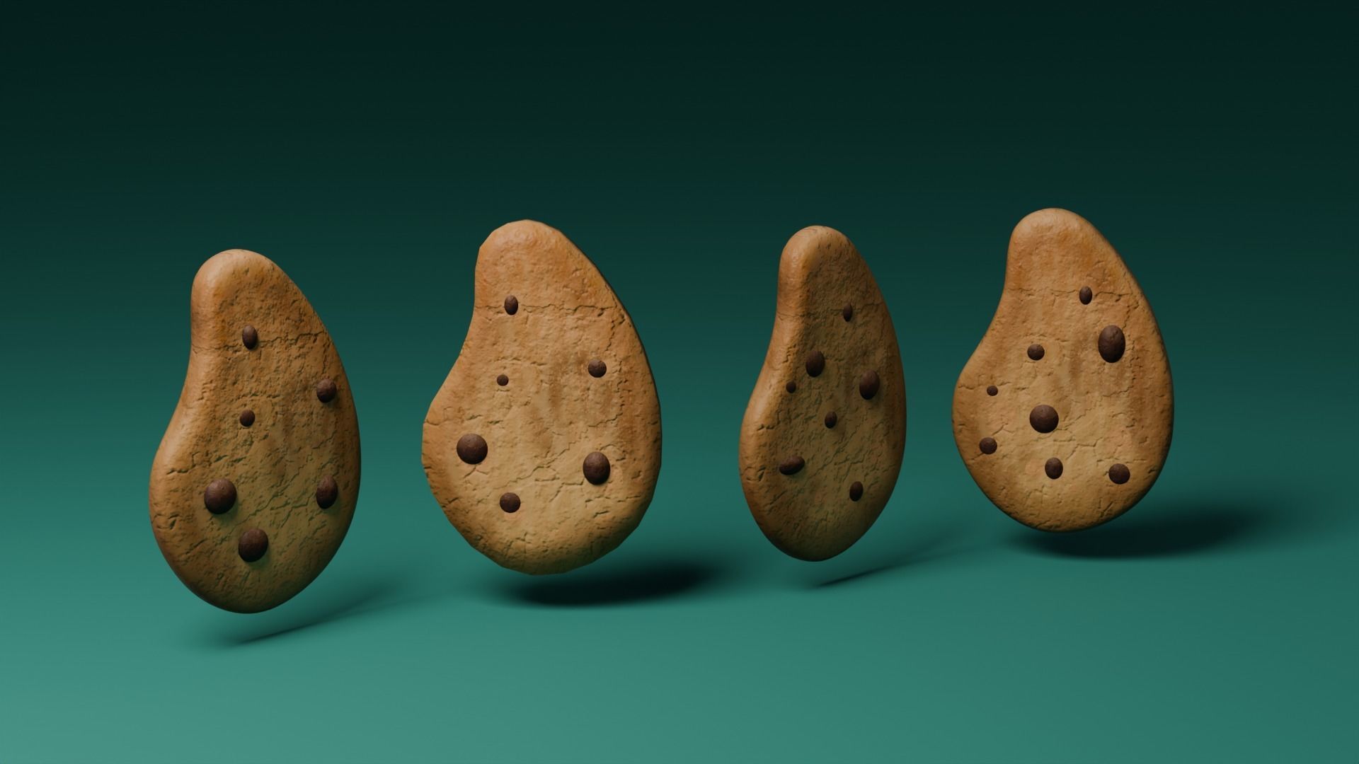 Chocolate chip biscuit 3D model_3