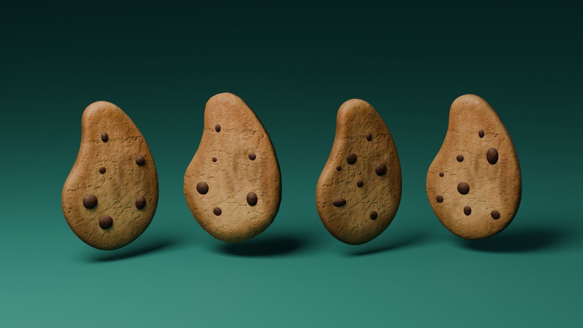 Chocolate chip biscuit 3D model_2