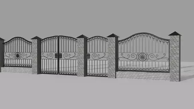 Iron  fence with bricks column