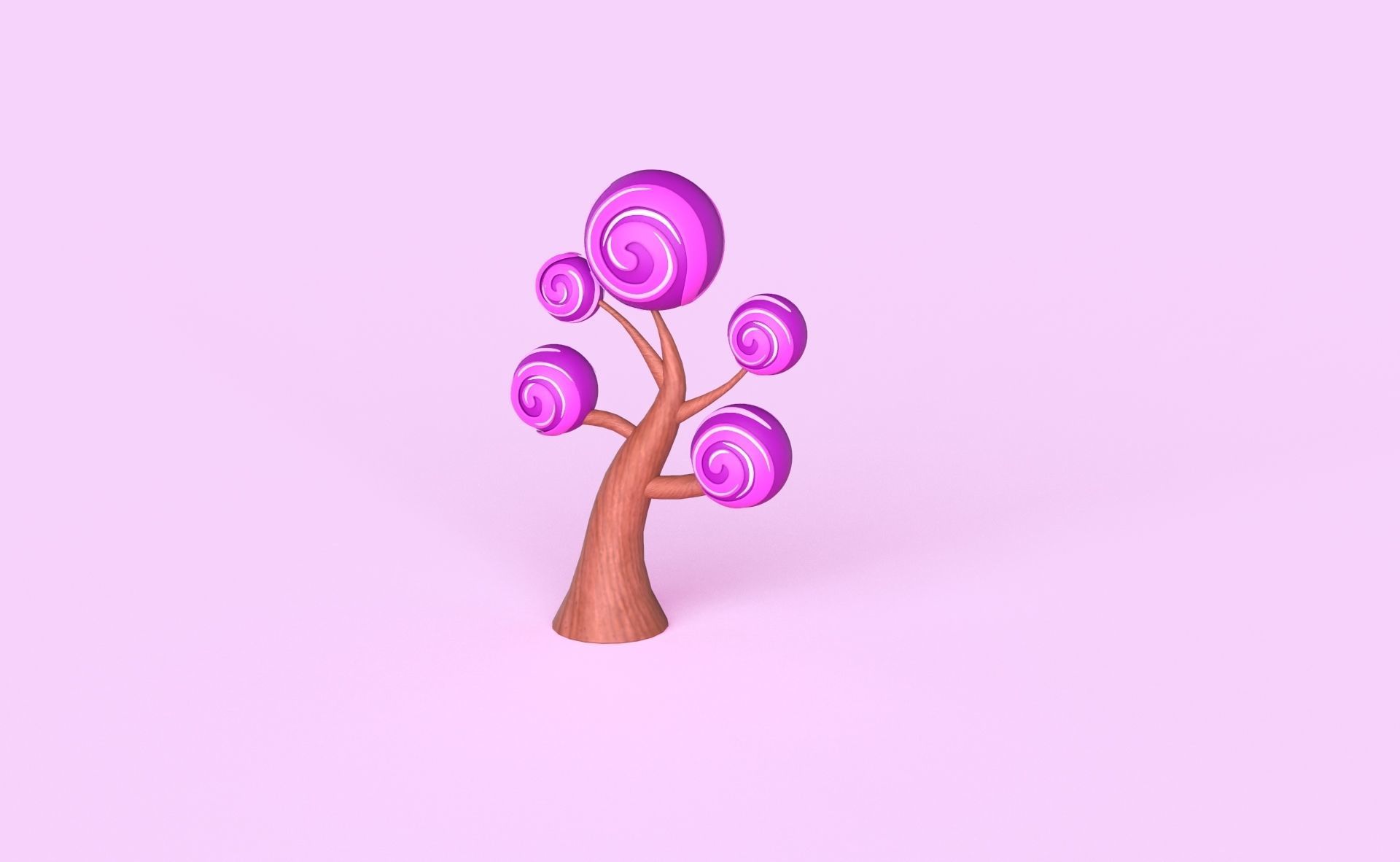 Cartoon Candy Tree 4 Low-poly 3D model_9