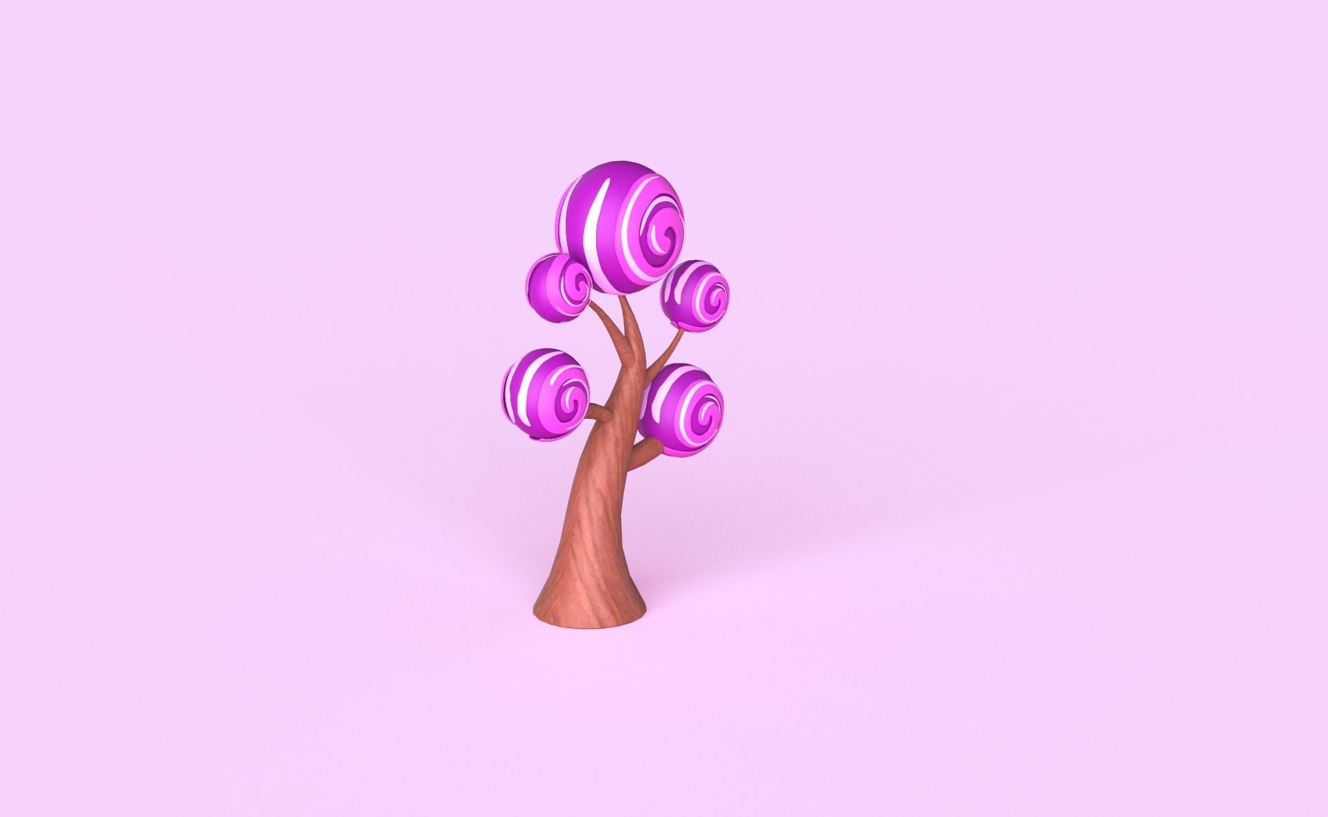 Cartoon Candy Tree 4 Low-poly 3D model_6