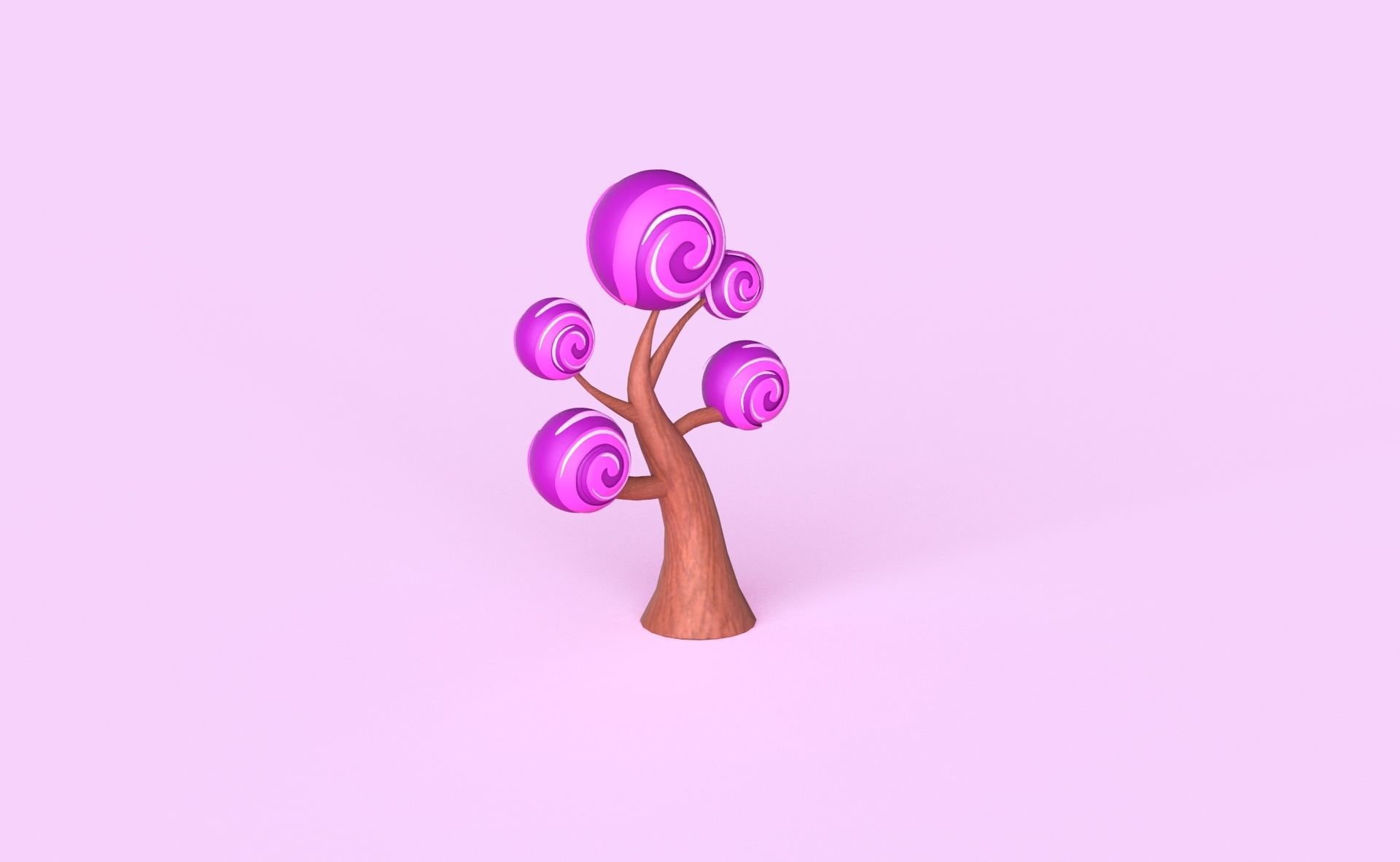 Cartoon Candy Tree 4 Low-poly 3D model_14