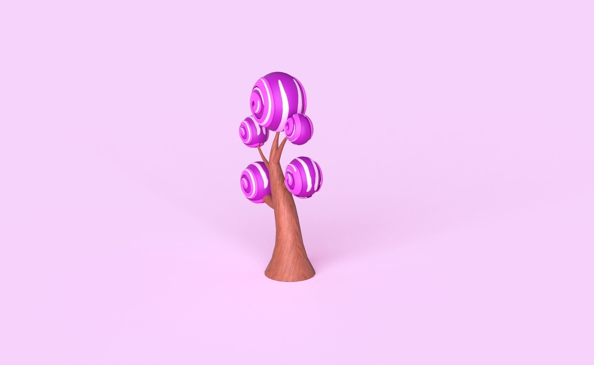 Cartoon Candy Tree 4 Low-poly 3D model_3