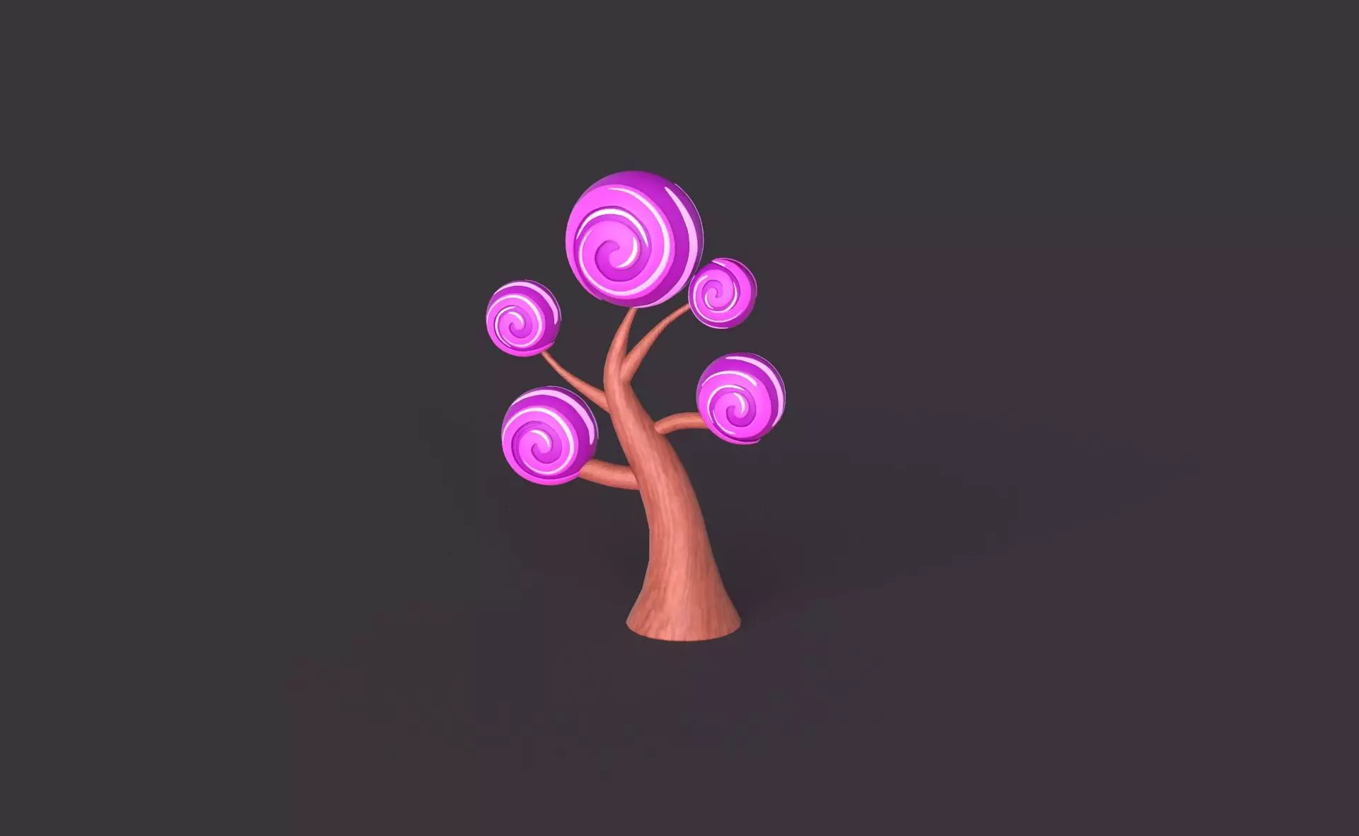 Cartoon Candy Tree 4 Low-poly 3D model_0