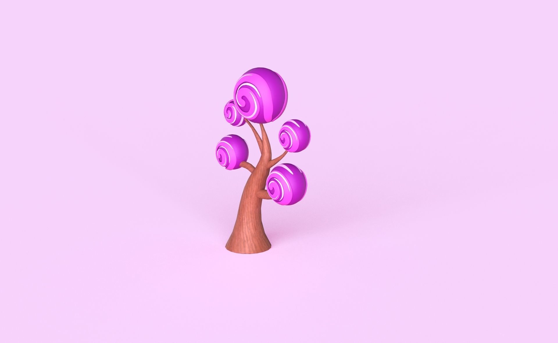 Cartoon Candy Tree 4 Low-poly 3D model_10