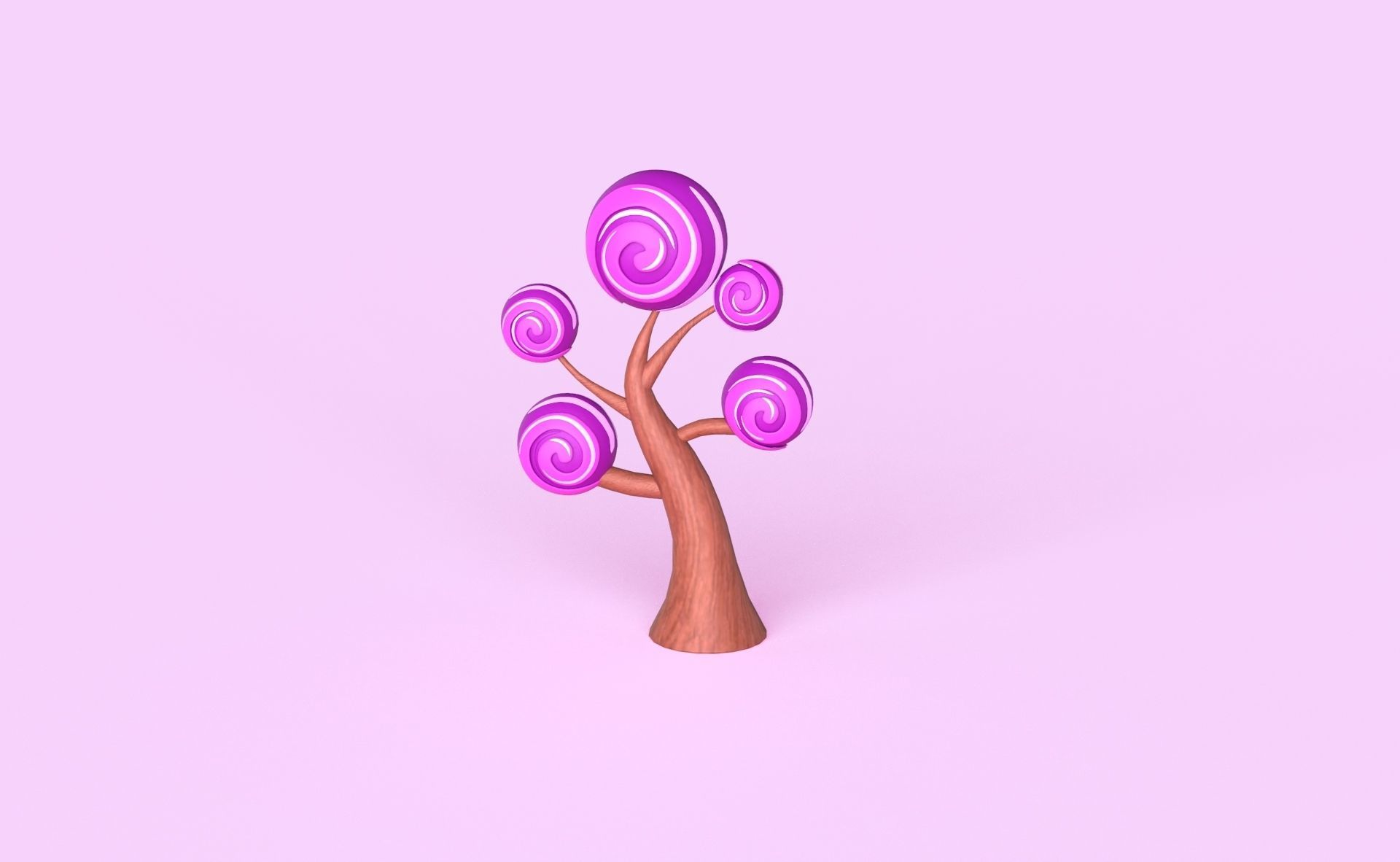 Cartoon Candy Tree 4 Low-poly 3D model_1