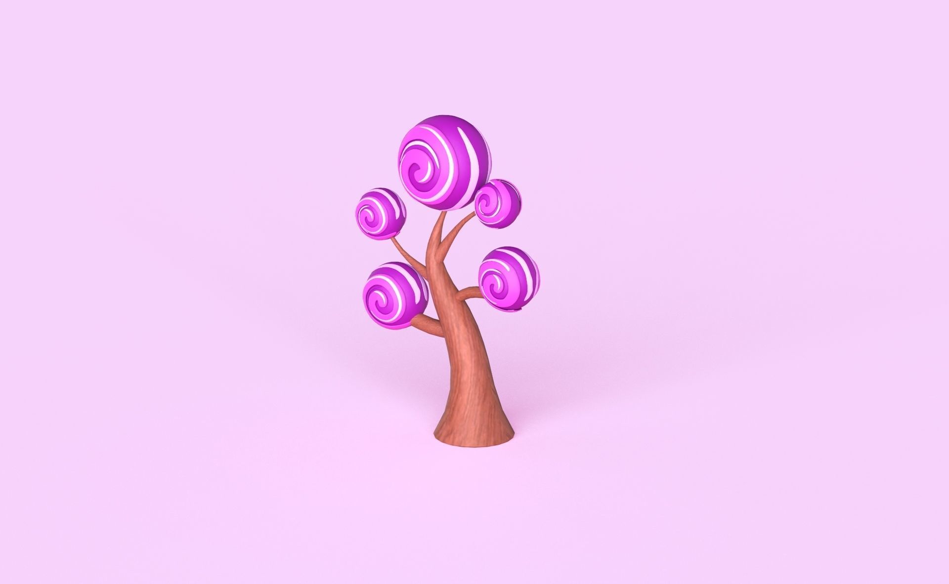 Cartoon Candy Tree 4 Low-poly 3D model_2