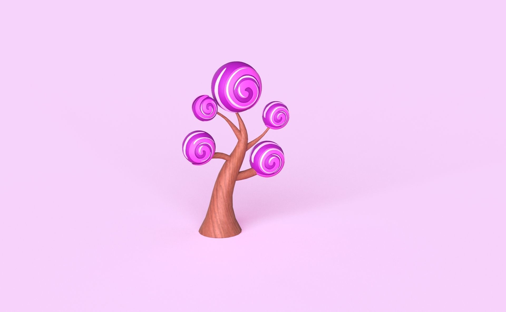 Cartoon Candy Tree 4 Low-poly 3D model_7
