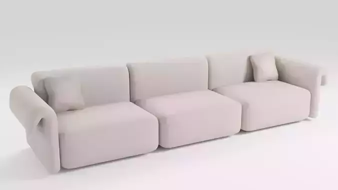 Sofa with elegant shapes in a minimalist style in light colors
