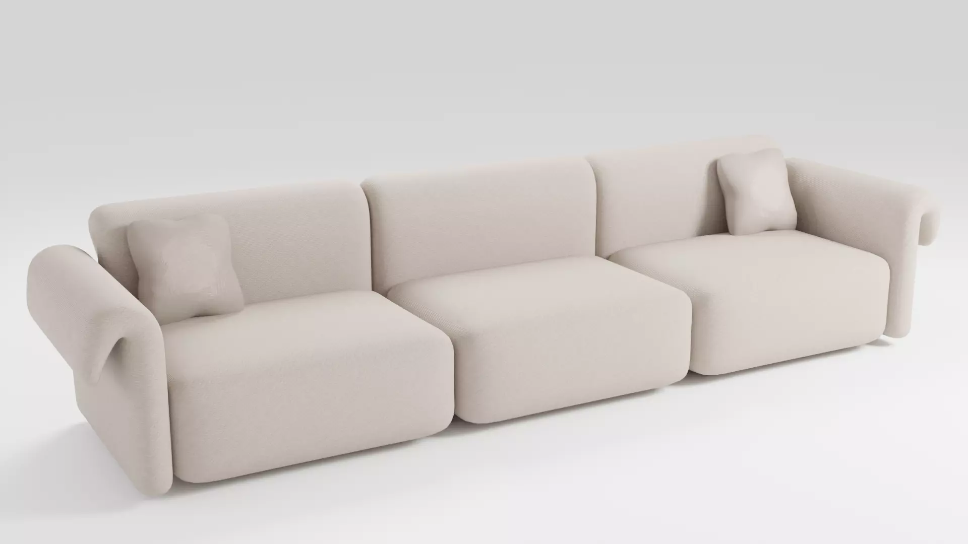 Sofa with elegant shapes in a minimalist style in light colors 3D model_0