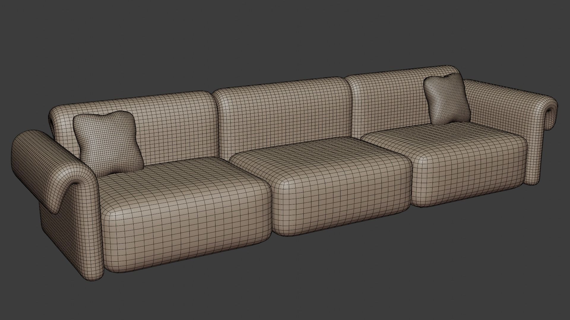 Sofa with elegant shapes in a minimalist style in light colors 3D model_6