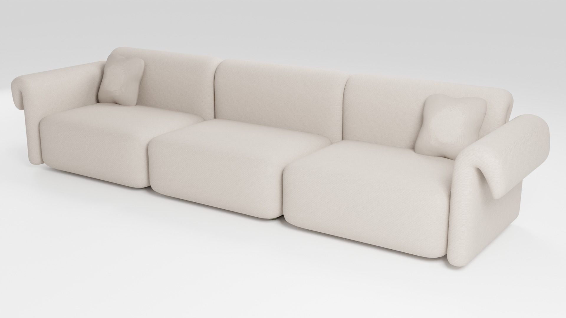 Sofa with elegant shapes in a minimalist style in light colors 3D model_4