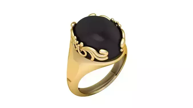 BLACK ONYX RING FOR MEN FASHION 3D PRINTABLE MODEL 3D print model