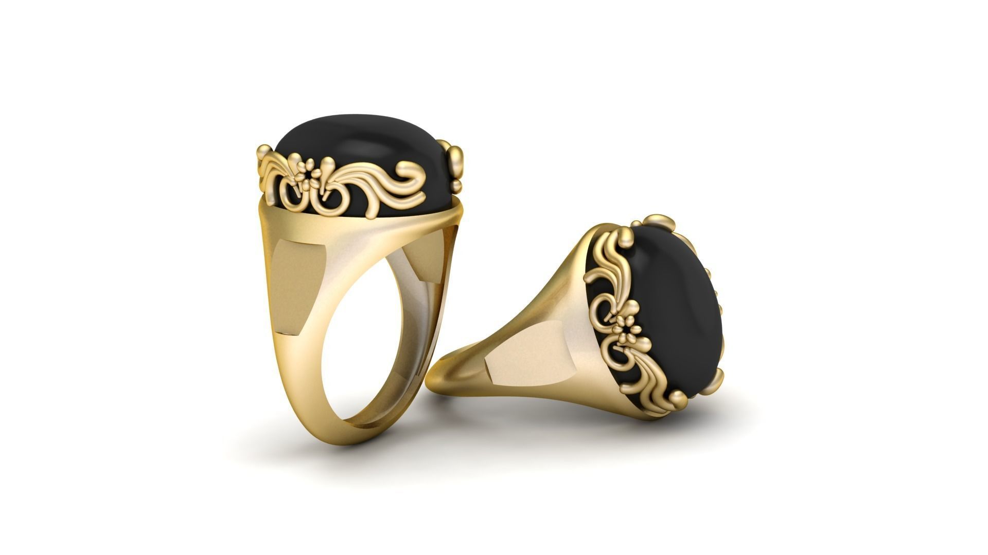 BLACK ONYX RING FOR MEN FASHION 3D PRINTABLE MODEL 3D print model_1