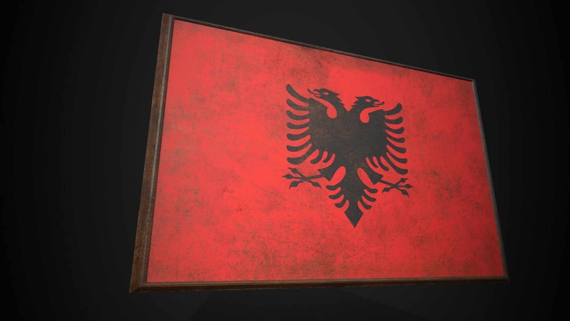 OLD PICTURE FRAME WITH -ALBANIA FLAG - Albania Flag Low-poly PBR Low-poly 3D model_1