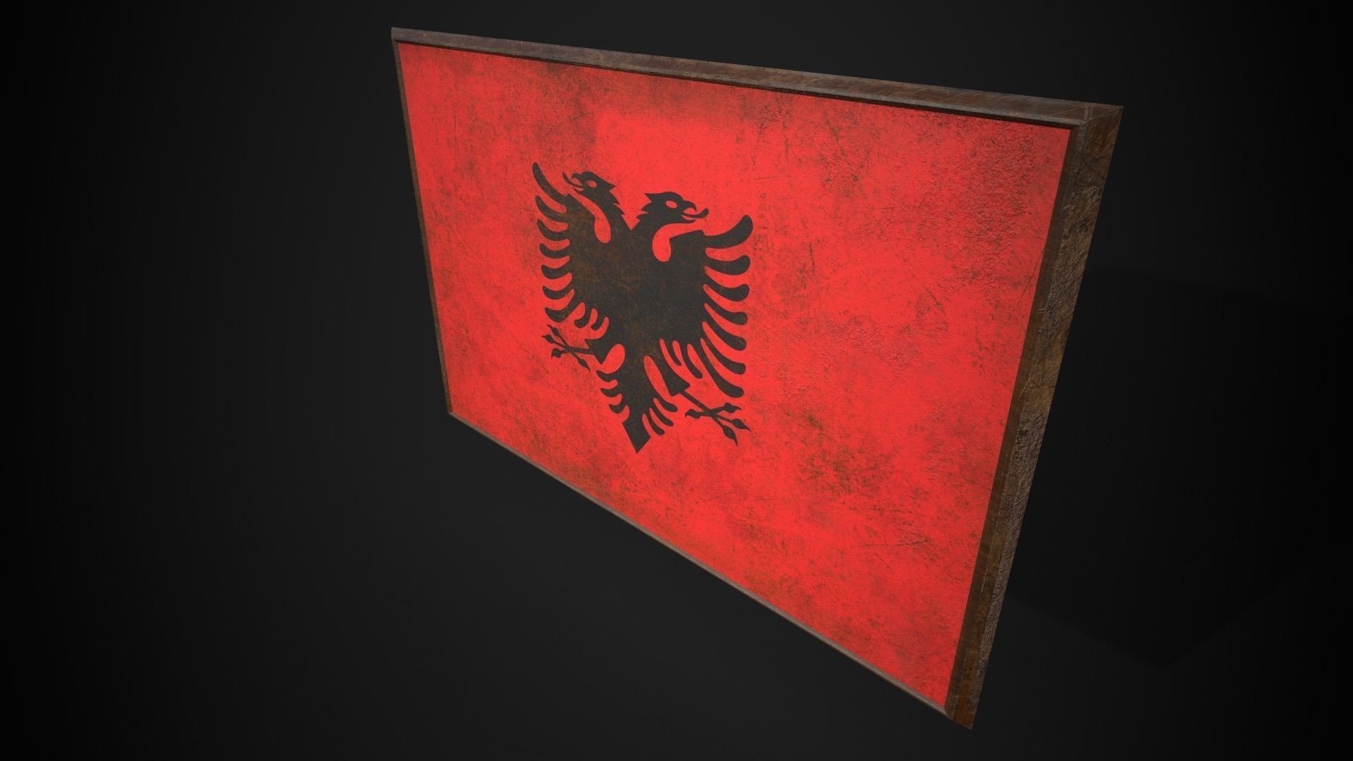 OLD PICTURE FRAME WITH -ALBANIA FLAG - Albania Flag Low-poly PBR Low-poly 3D model_2