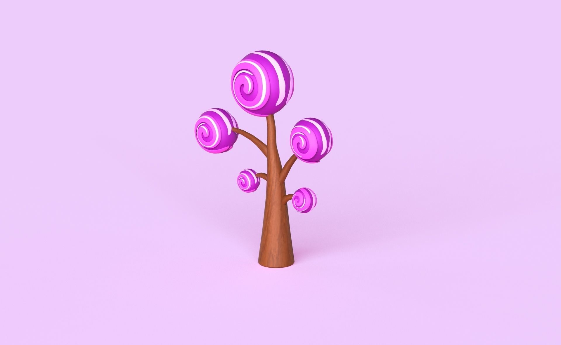 Cartoon Candy Tree 5 Low-poly 3D model_3