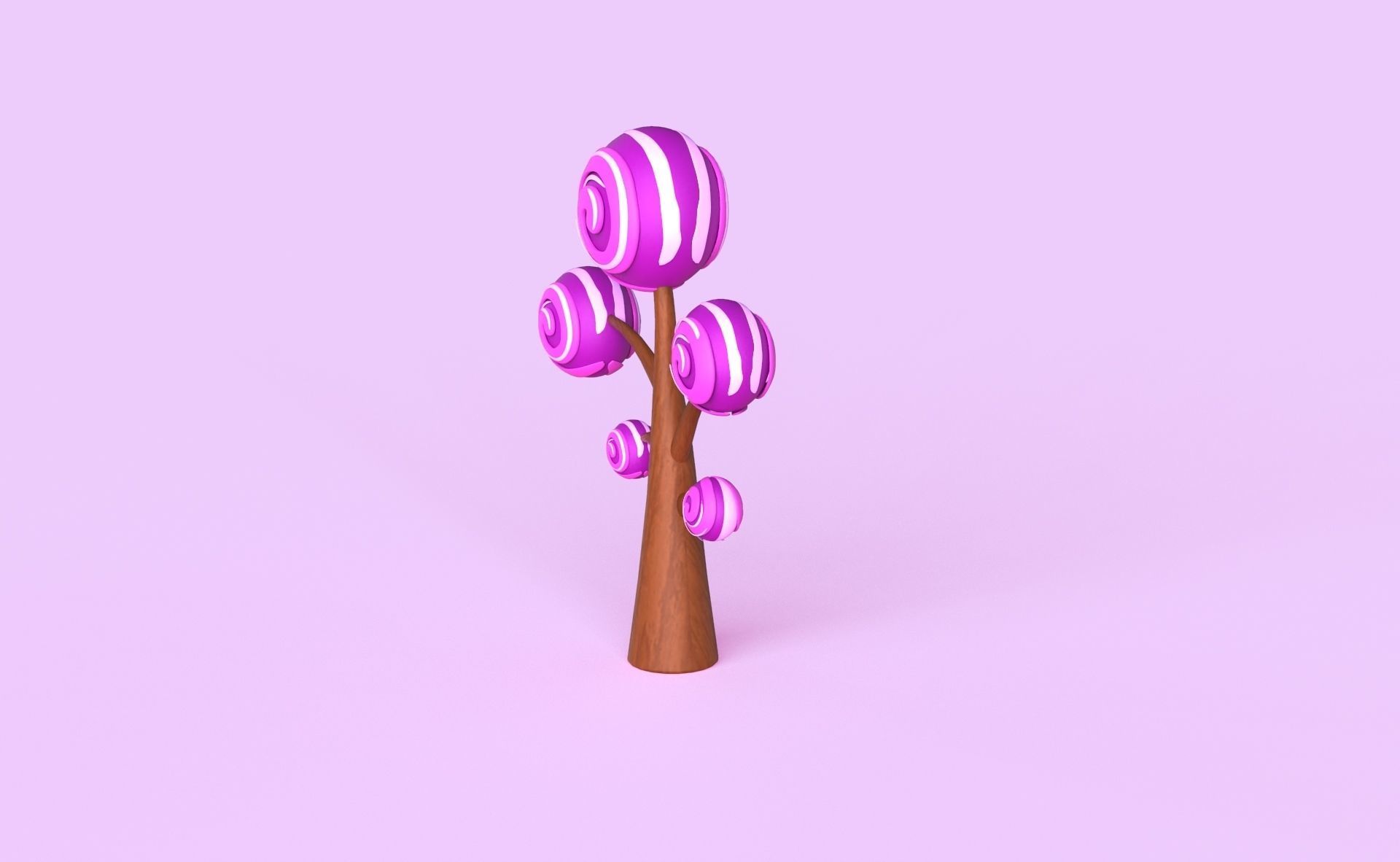 Cartoon Candy Tree 5 Low-poly 3D model_4