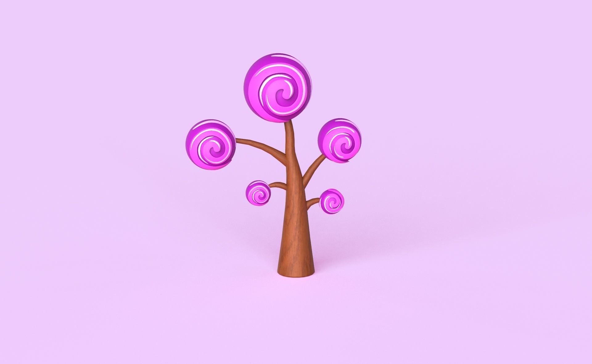 Cartoon Candy Tree 5 Low-poly 3D model_16