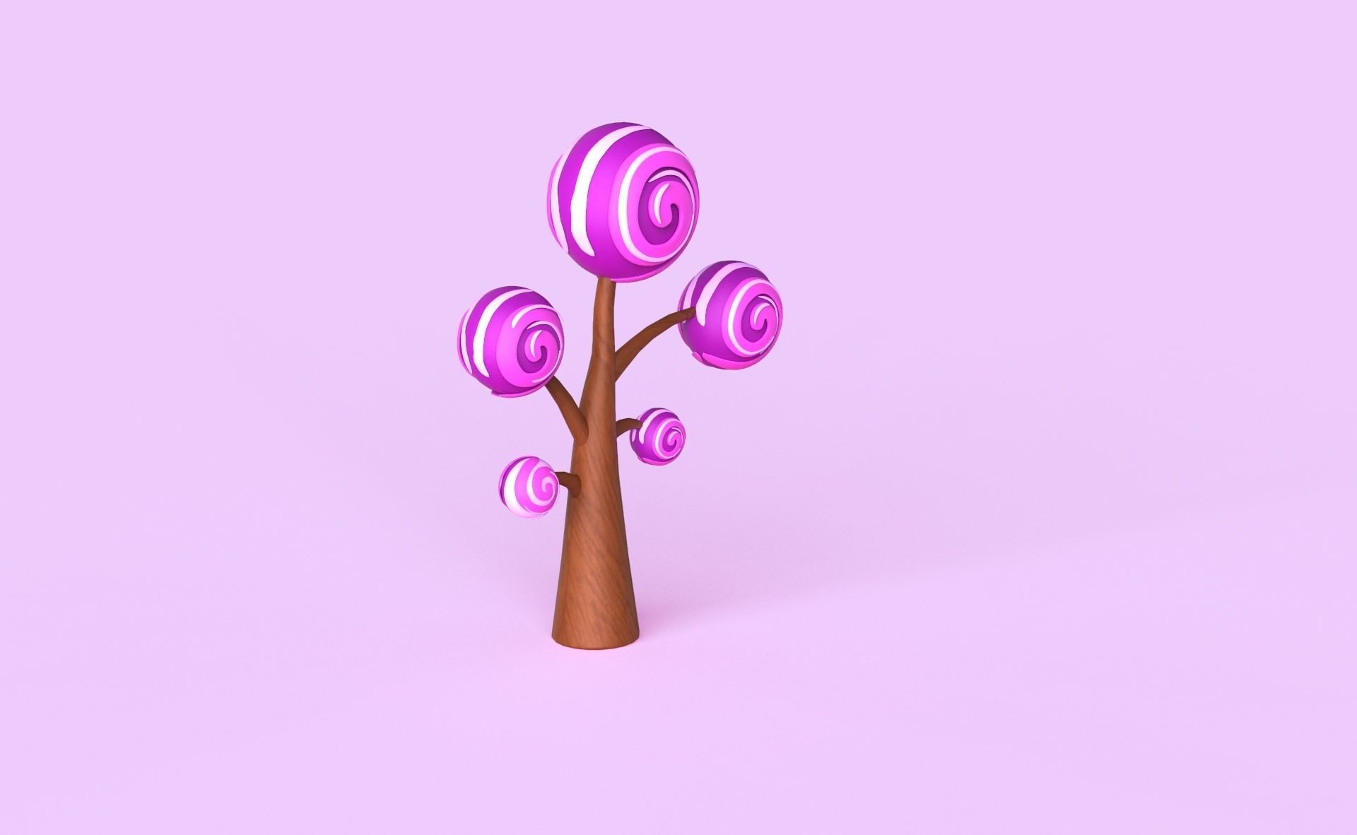 Cartoon Candy Tree 5 Low-poly 3D model_7