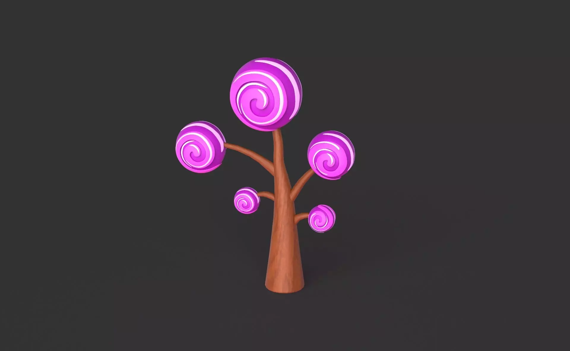 Cartoon Candy Tree 5 Low-poly 3D model_0