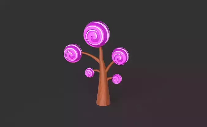 Cartoon Candy Tree 5 Low-poly 3D model