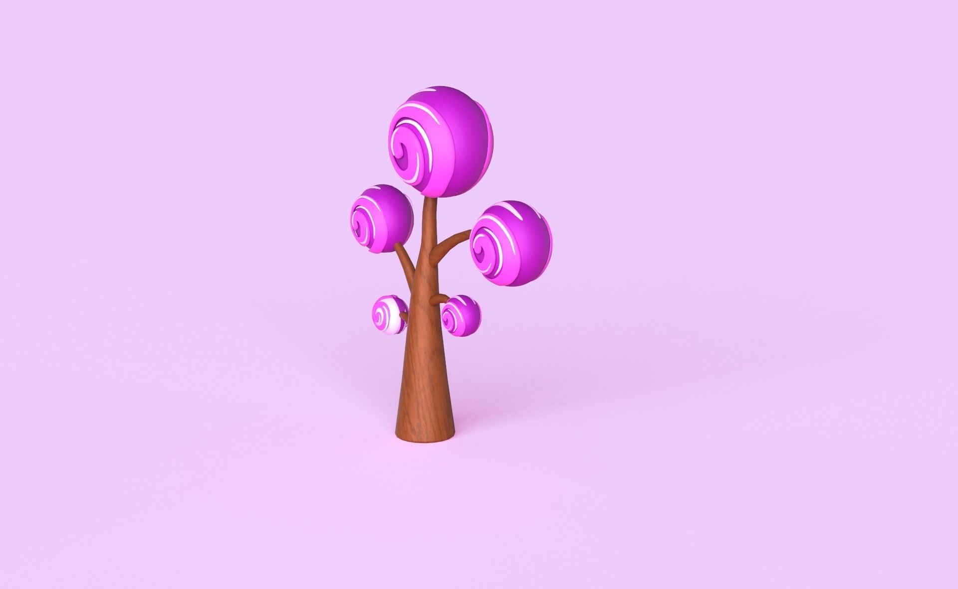 Cartoon Candy Tree 5 Low-poly 3D model_11