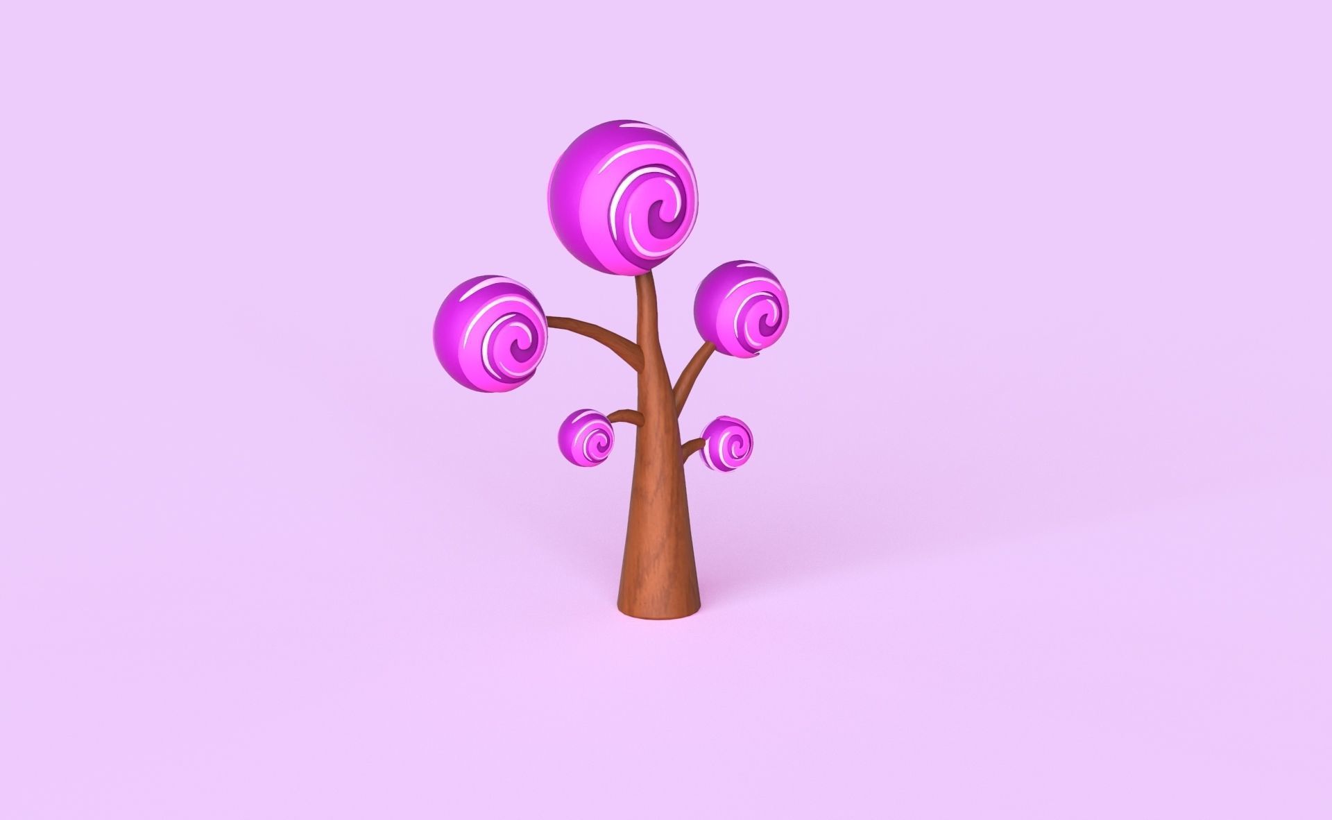 Cartoon Candy Tree 5 Low-poly 3D model_15