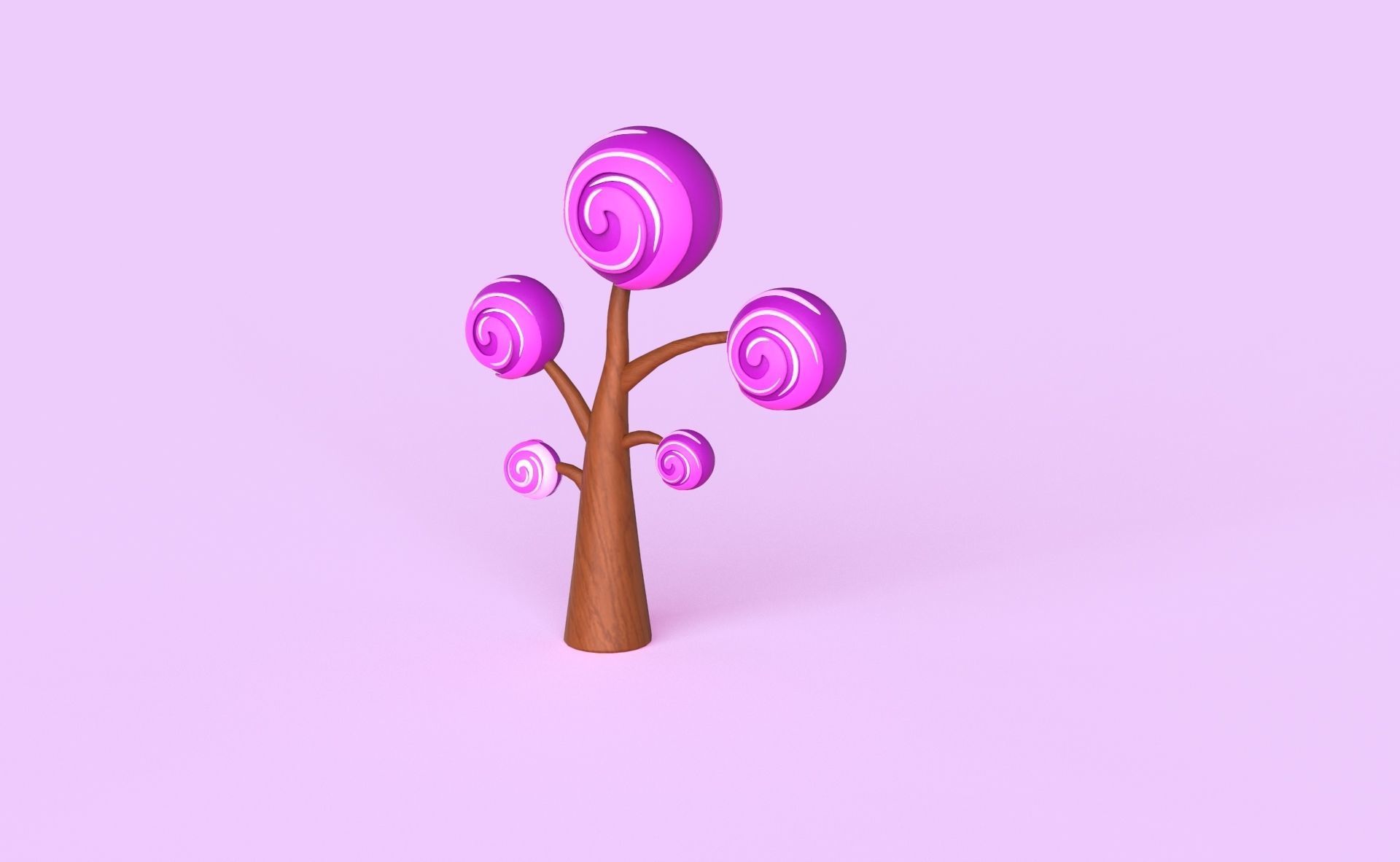 Cartoon Candy Tree 5 Low-poly 3D model_10