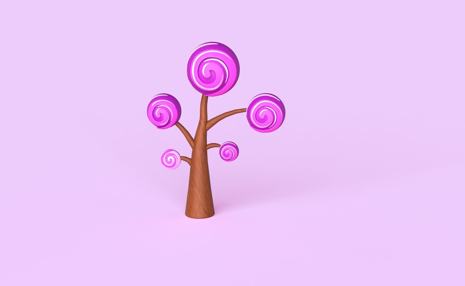 Cartoon Candy Tree 5 Low-poly 3D model_9