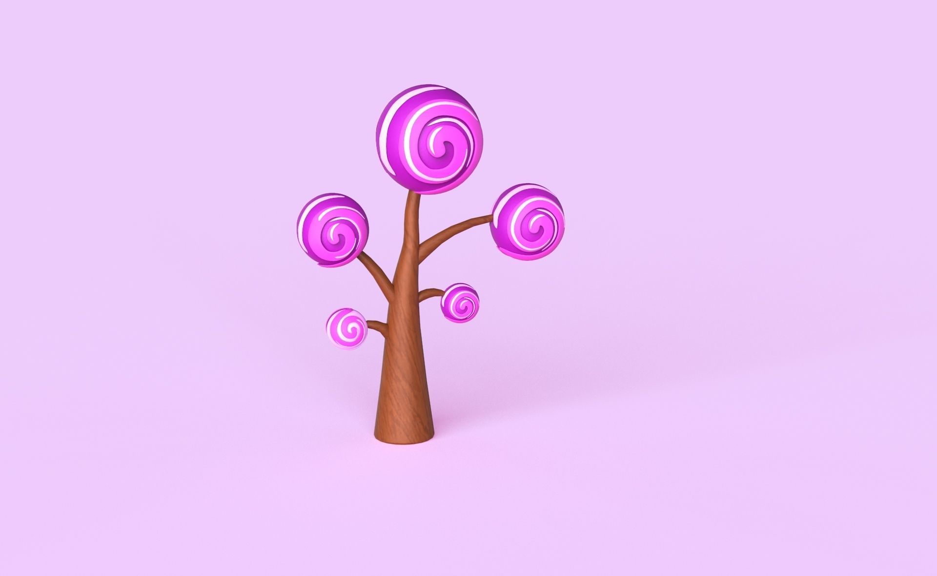 Cartoon Candy Tree 5 Low-poly 3D model_8