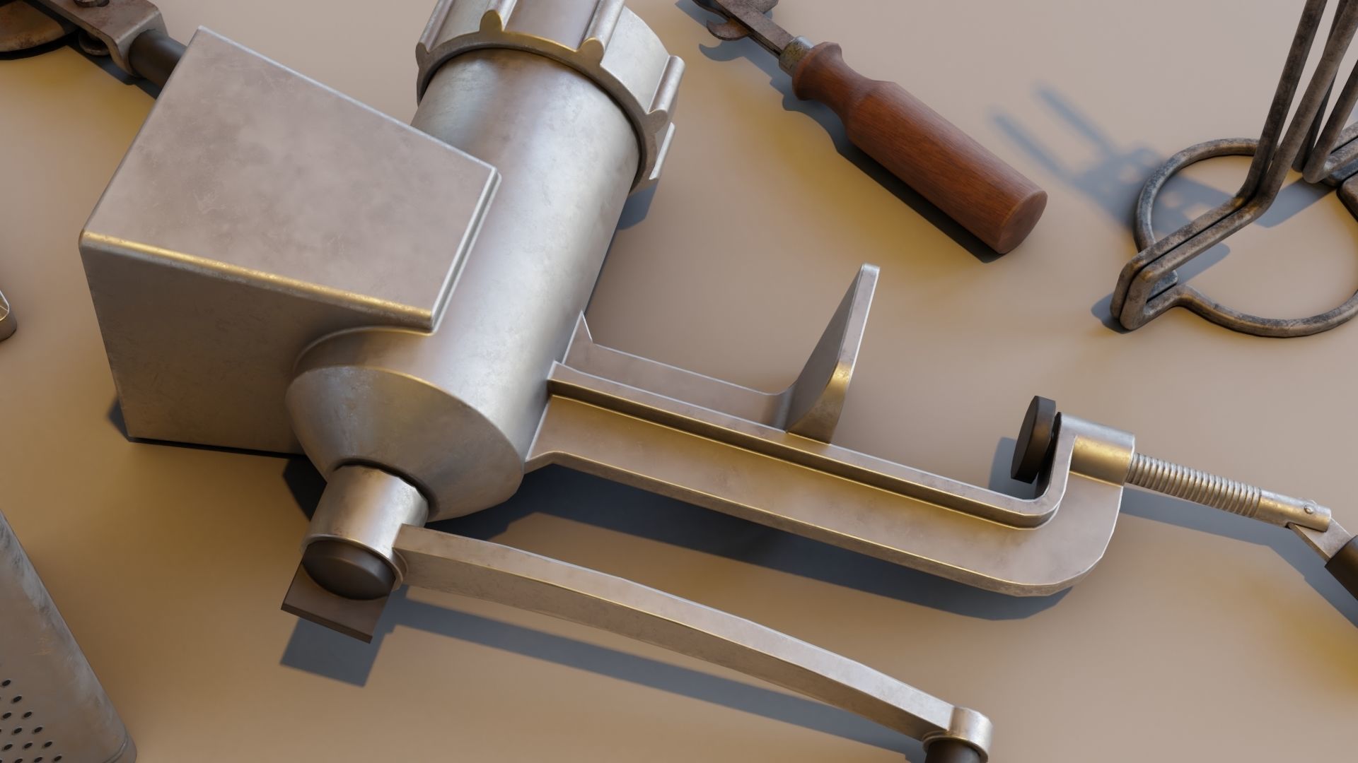 Old metallic kitchen appliances from ussr Low-poly 3D model_4