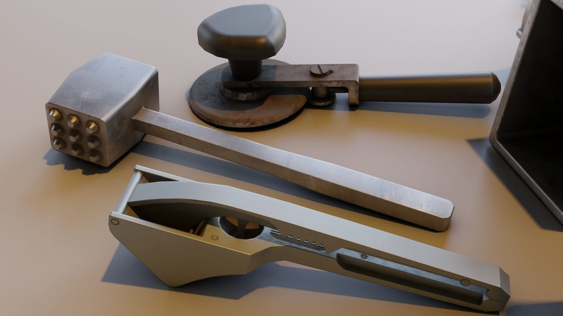 Old metallic kitchen appliances from ussr Low-poly 3D model_7