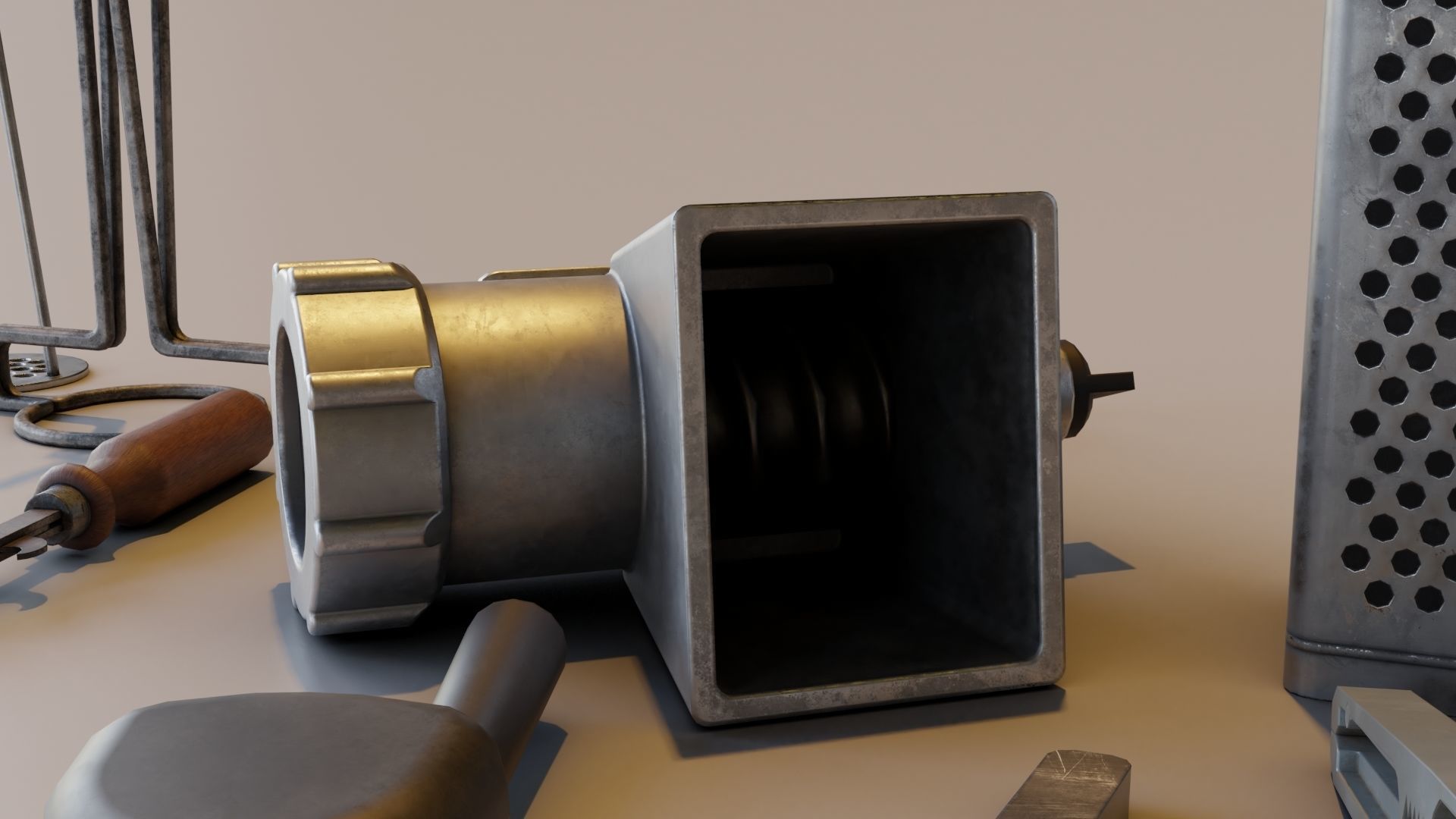 Old metallic kitchen appliances from ussr Low-poly 3D model_5