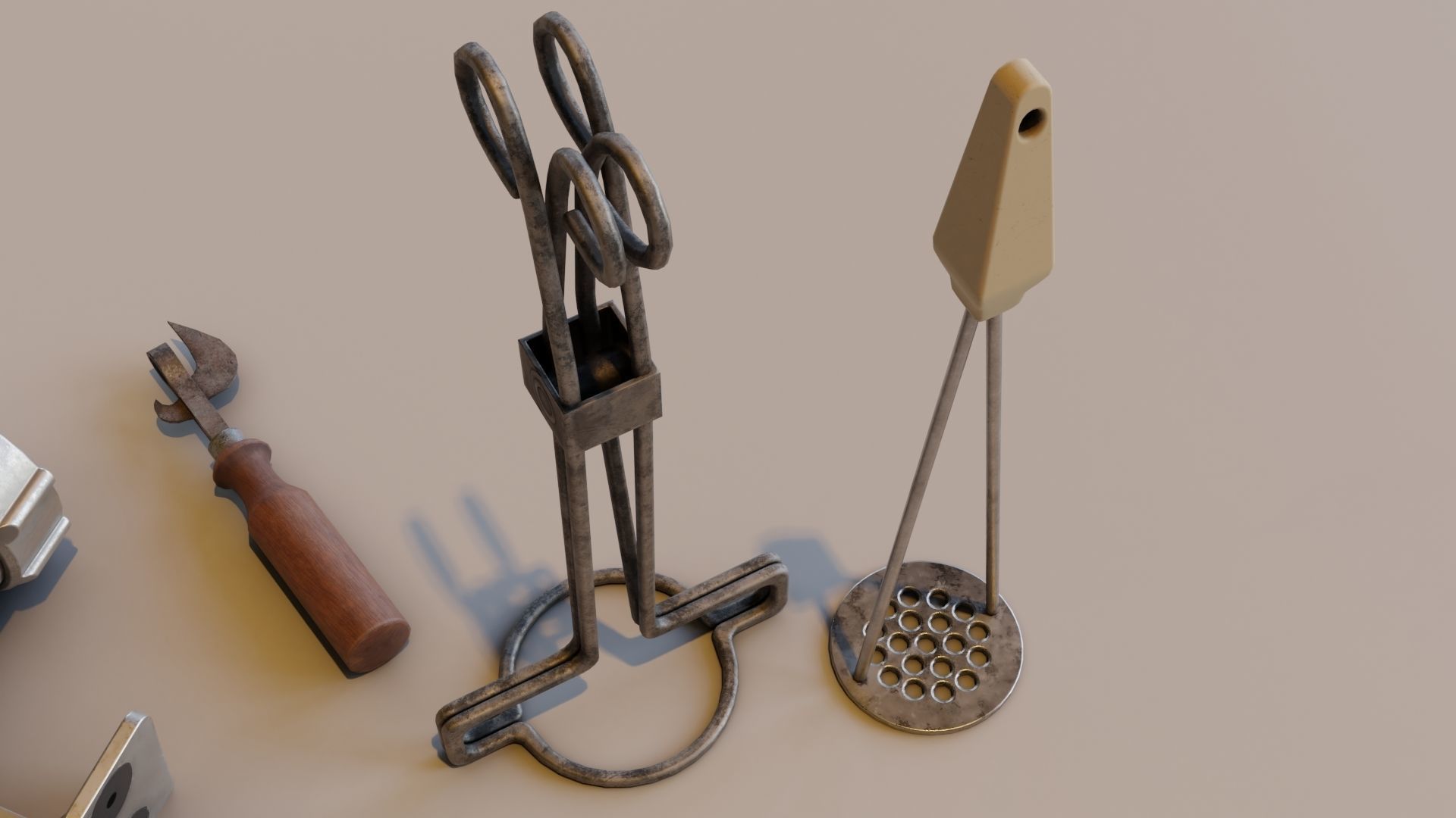 Old metallic kitchen appliances from ussr Low-poly 3D model_3