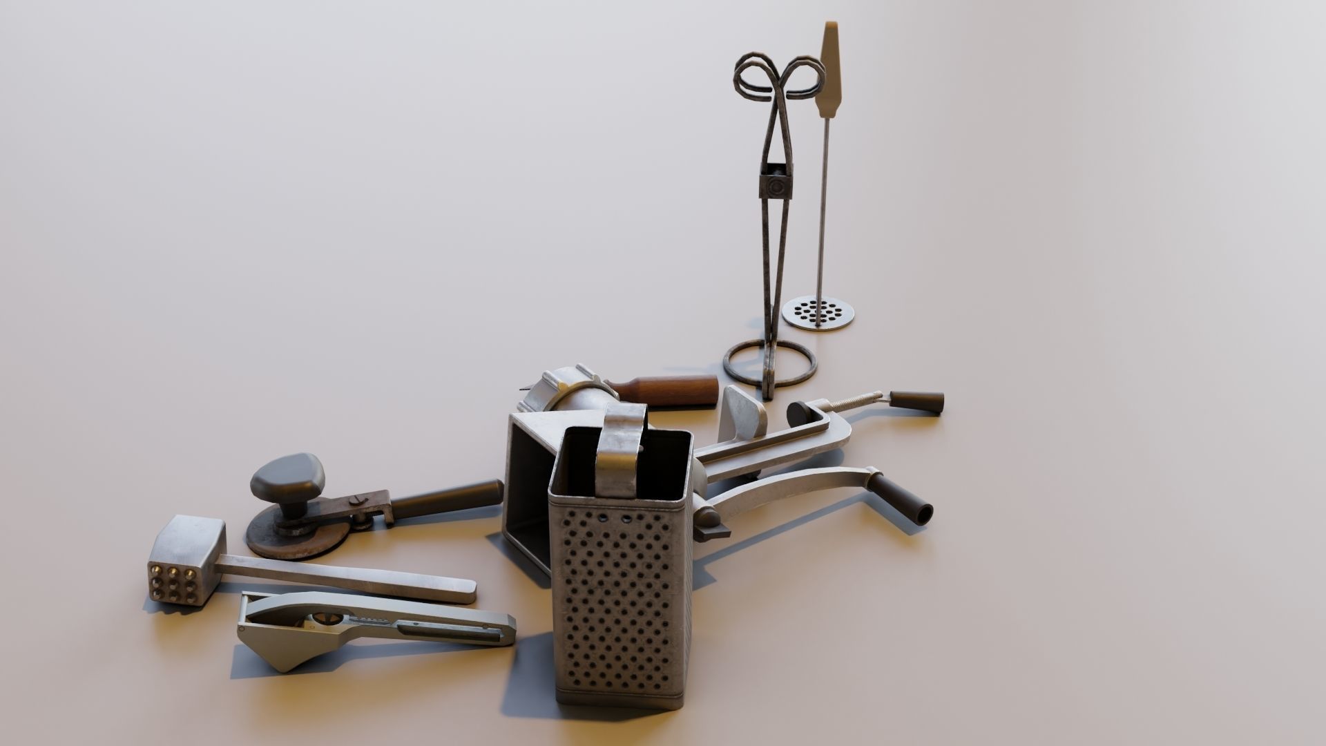 Old metallic kitchen appliances from ussr Low-poly 3D model_2