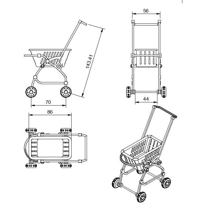 Shopping Trolley Cart 3D Printable Barbie 3D print model_5