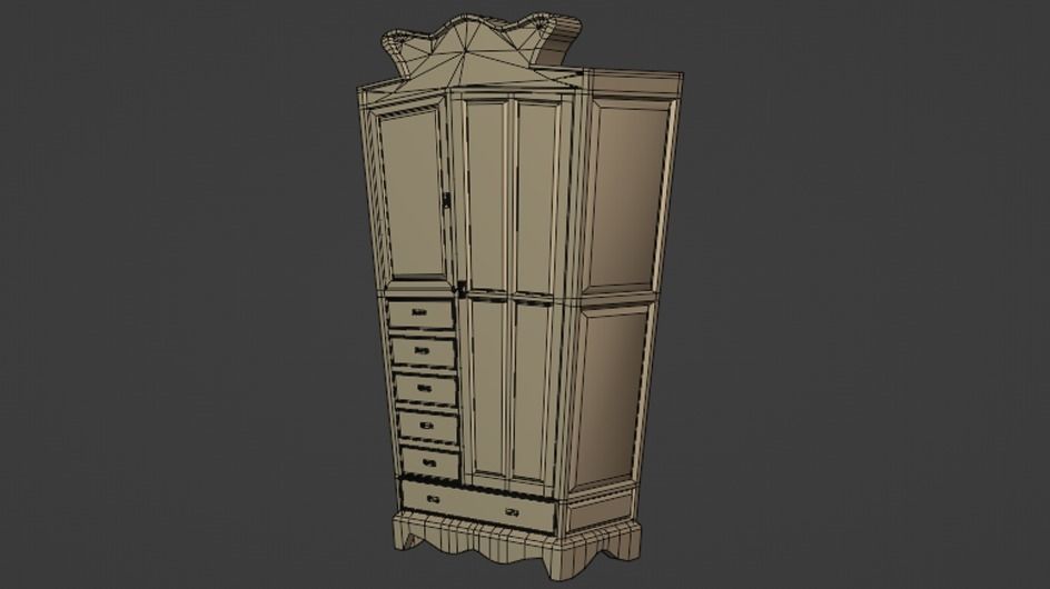  sytlized game ready wardrobe Free low-poly 3D model_4