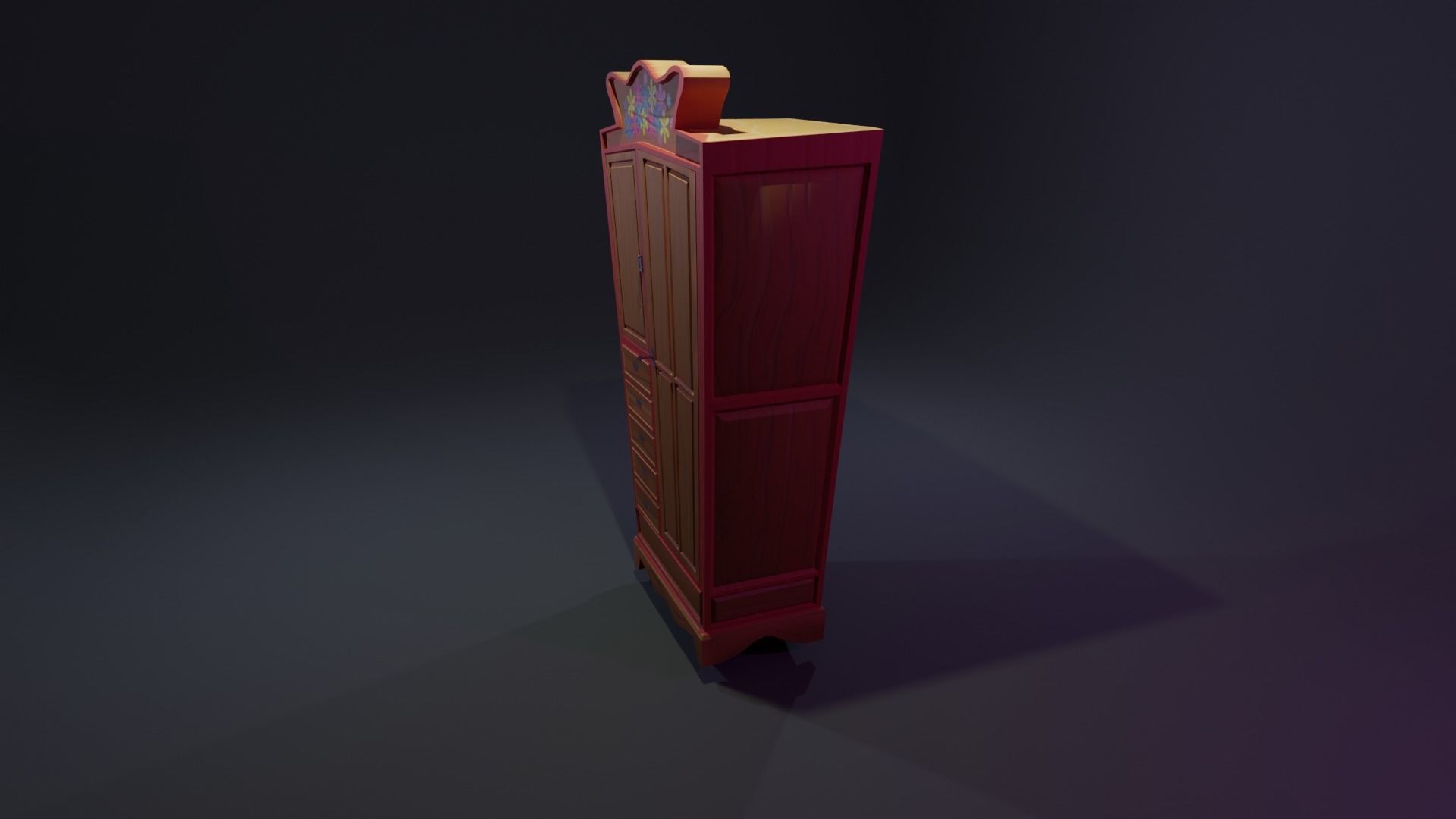  sytlized game ready wardrobe Free low-poly 3D model_1