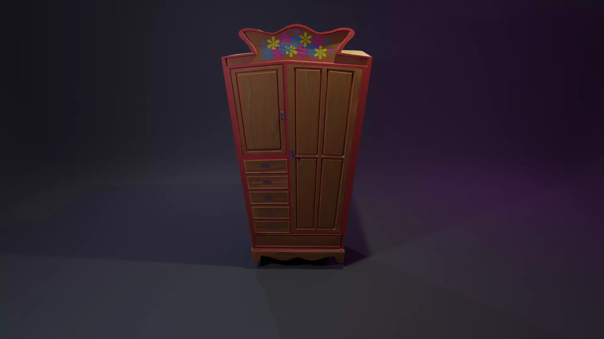 sytlized game ready wardrobe Free low-poly 3D model_0