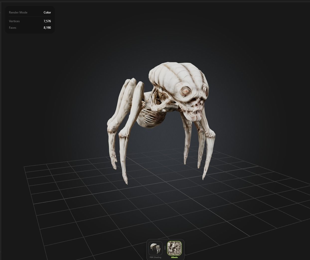 Skeletal Horror Spider Free low-poly 3D model_1