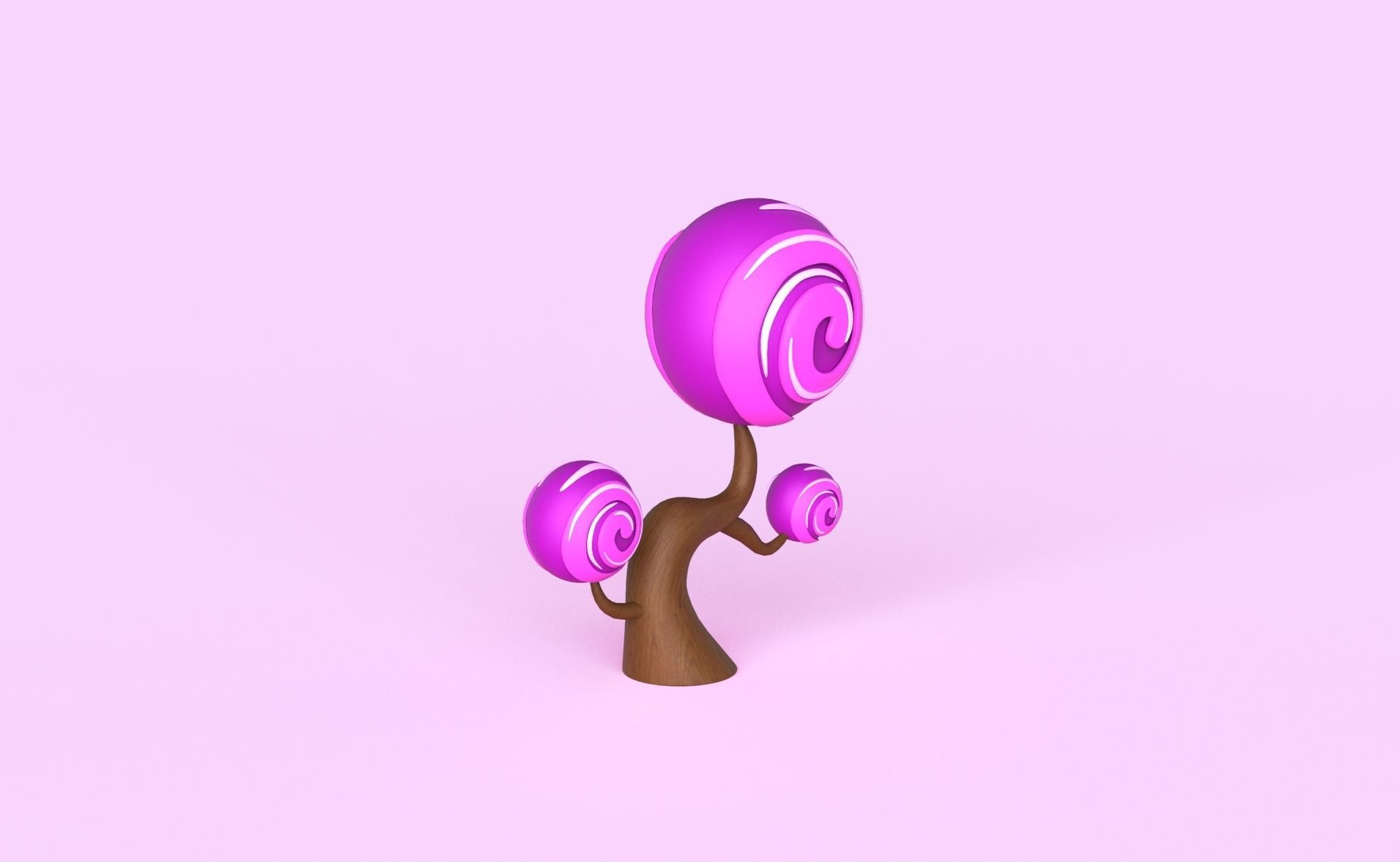 Cartoon Candy Tree 6 Low-poly 3D model_15