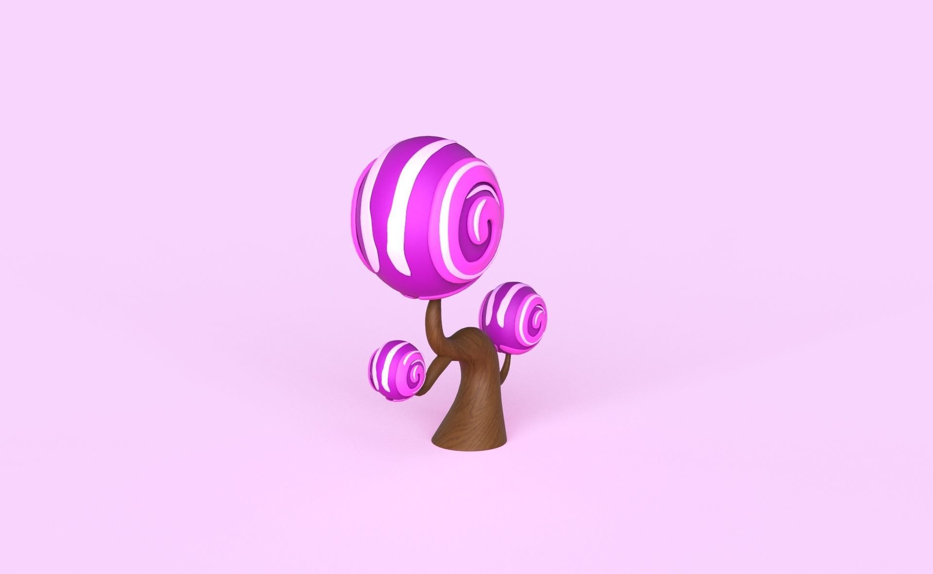 Cartoon Candy Tree 6 Low-poly 3D model_7